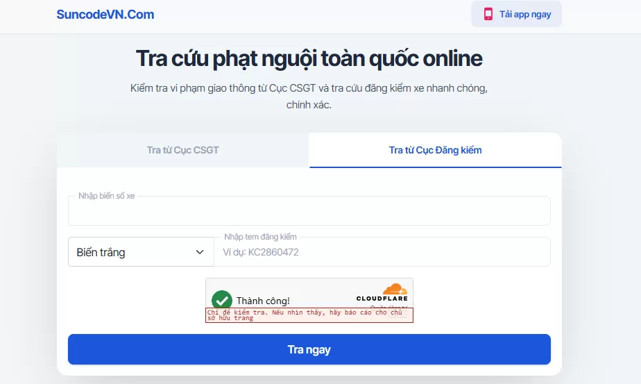 Source Code Check Phạt Nguội
