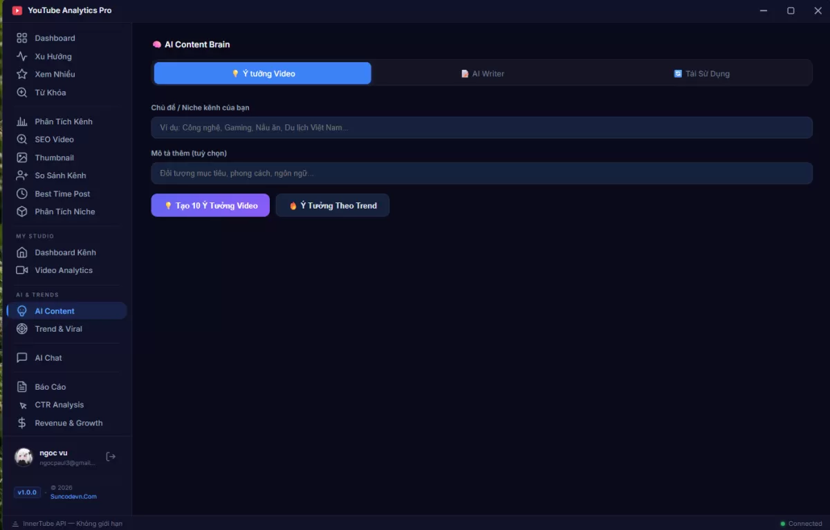 Phần Mềm YouTube Analytics Pro