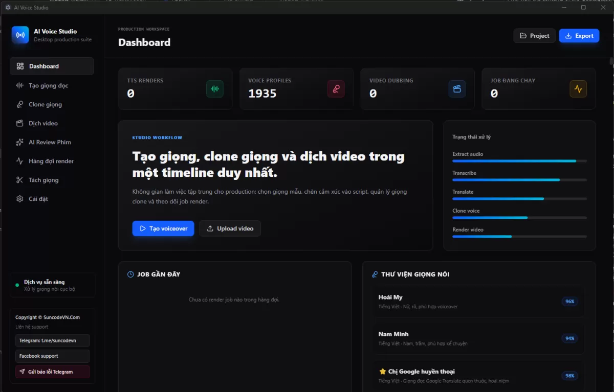 TỰ ĐỘNG DỊCH VIDEO & CLONE GIỌNG NÓI CHỈ TRONG 1 CLICK VỚI AI VOICE STUDIO