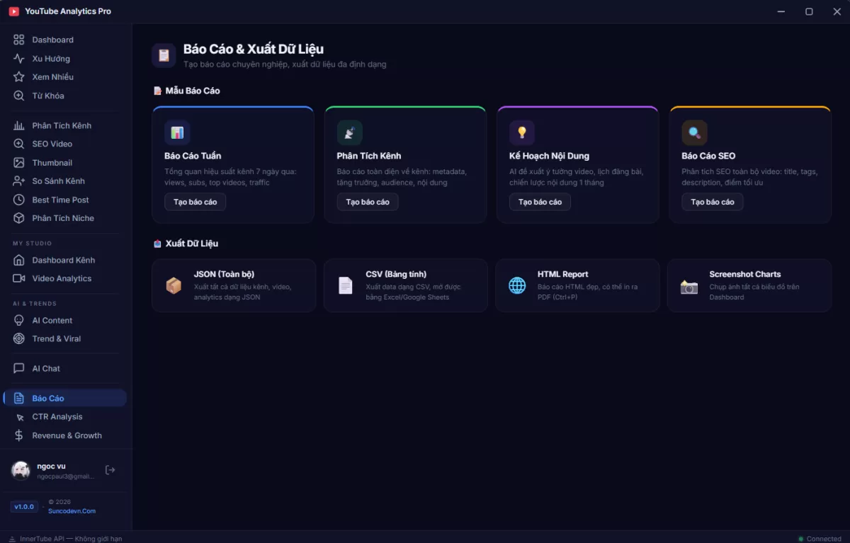 Phần Mềm YouTube Analytics Pro