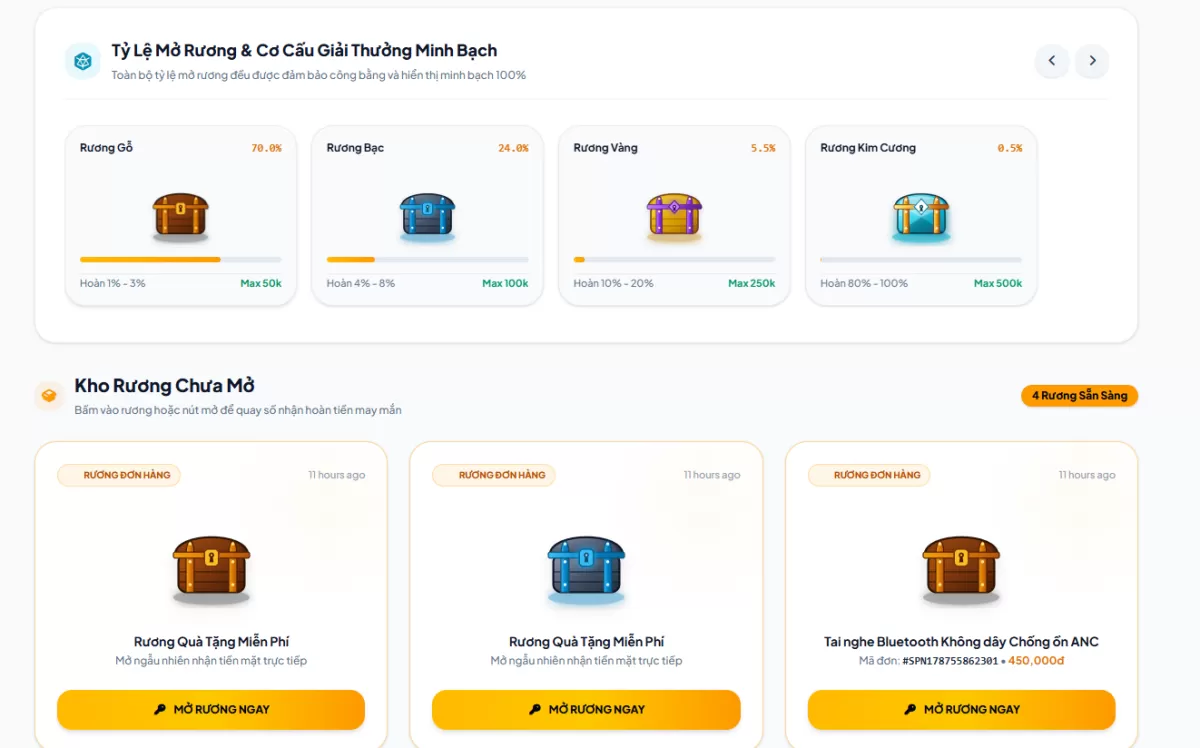Nền Tảng Gacha Hoàn Tiền Shopee & TikTok Shop Tự Động – Tích Hợp Bot Telegram, Affiliate Đa Tầng & Rút Tiền VietQR