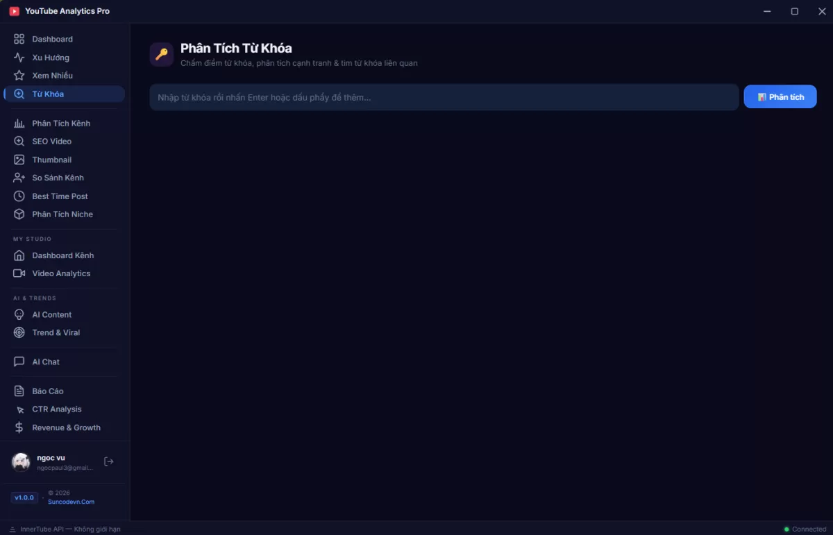 Phần Mềm YouTube Analytics Pro